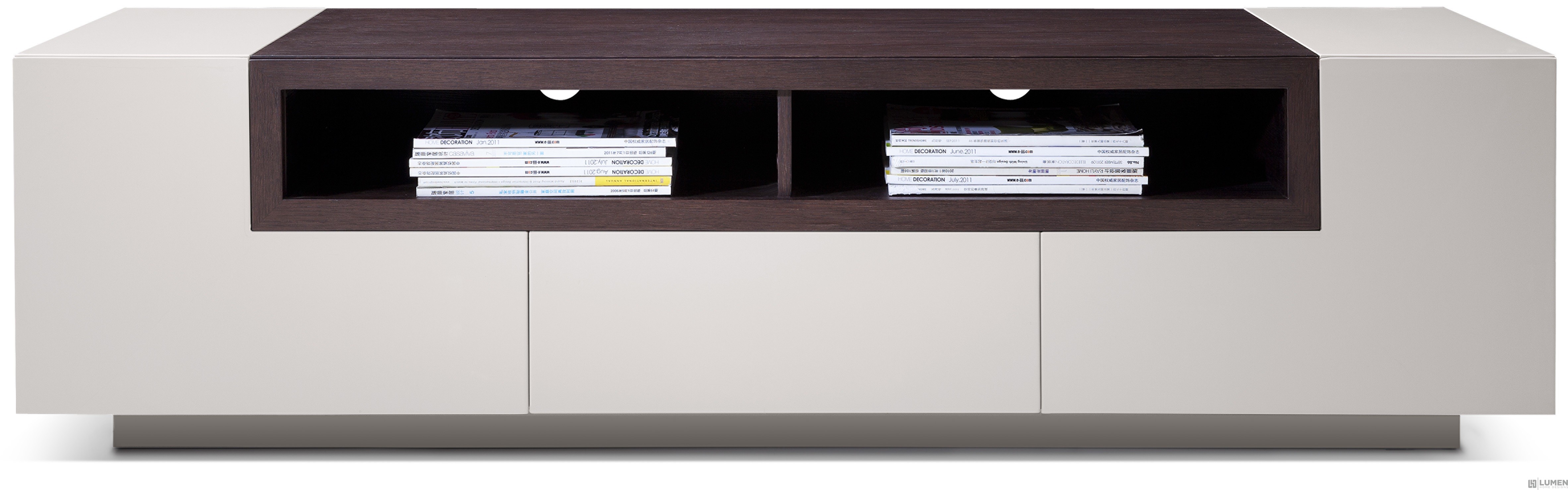 Classic Dark Wood And Grey Lacquer TV Stand