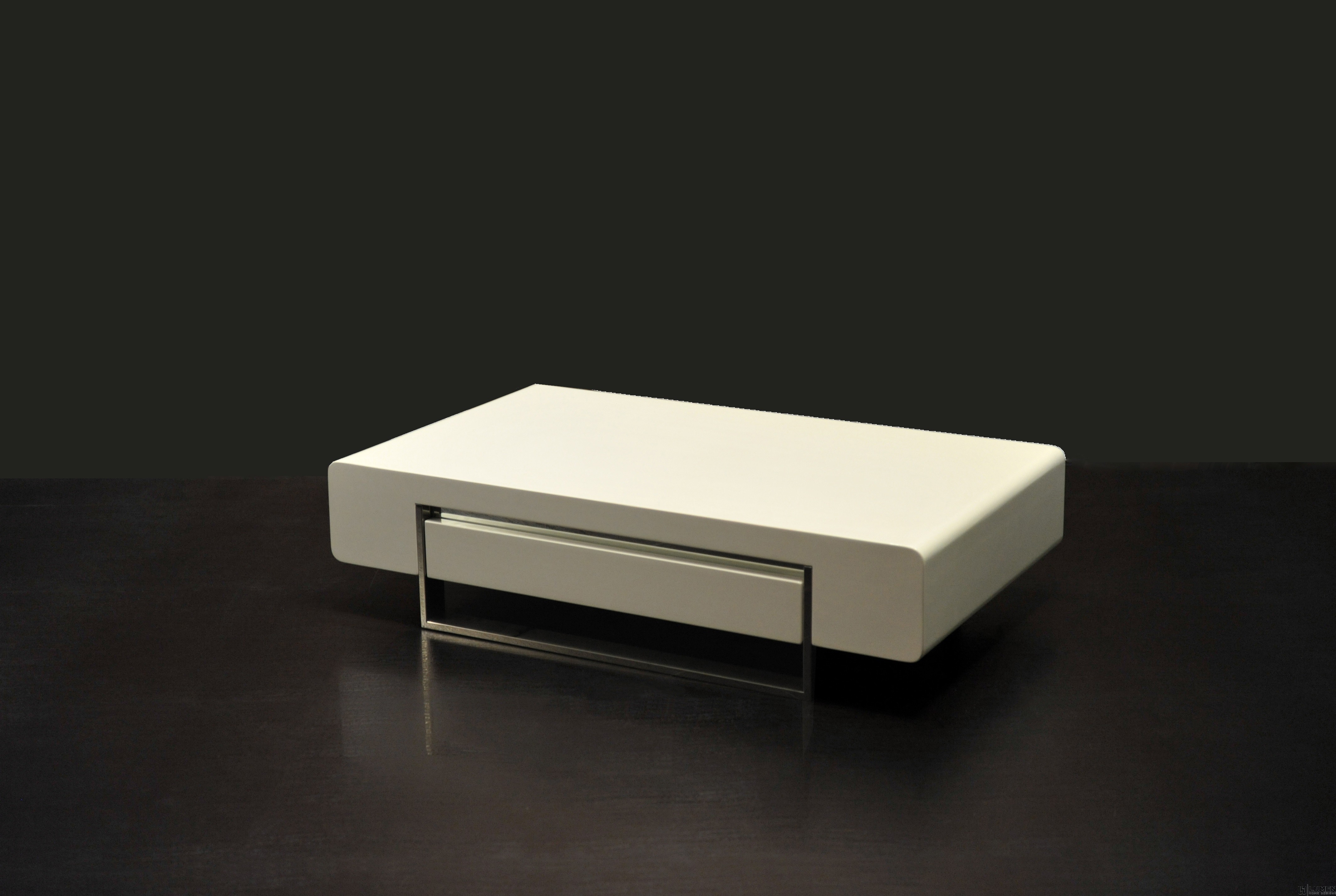 Glossy White Coffee Table with Drawer
