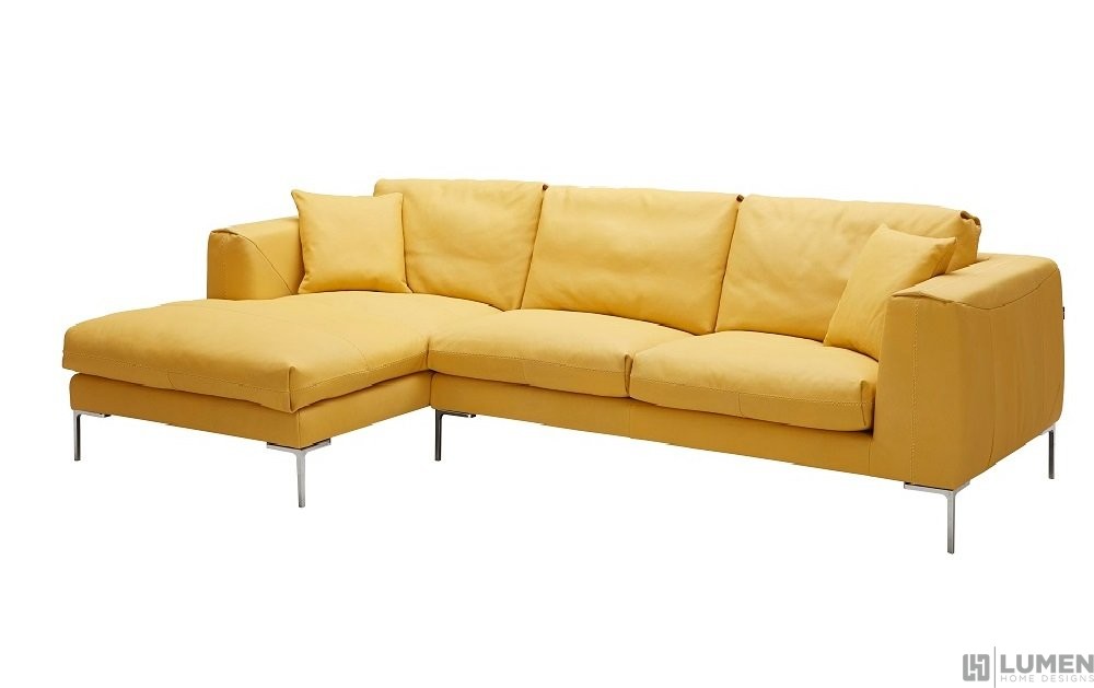 Yellow Nubuck Leather Sectional, Yellow Leather Sectional