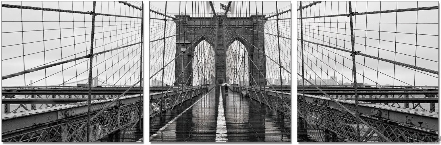 Classic Brooklyn Bridge B&W Wall Print Set