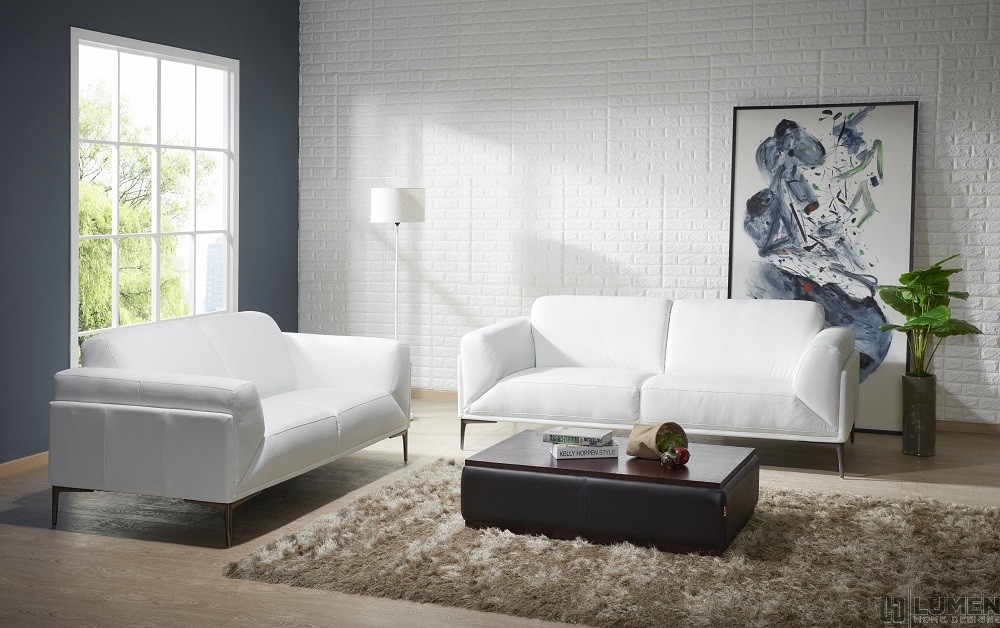 Minimalist White Leather Sofa - Sofa - Living Room - Buy ...