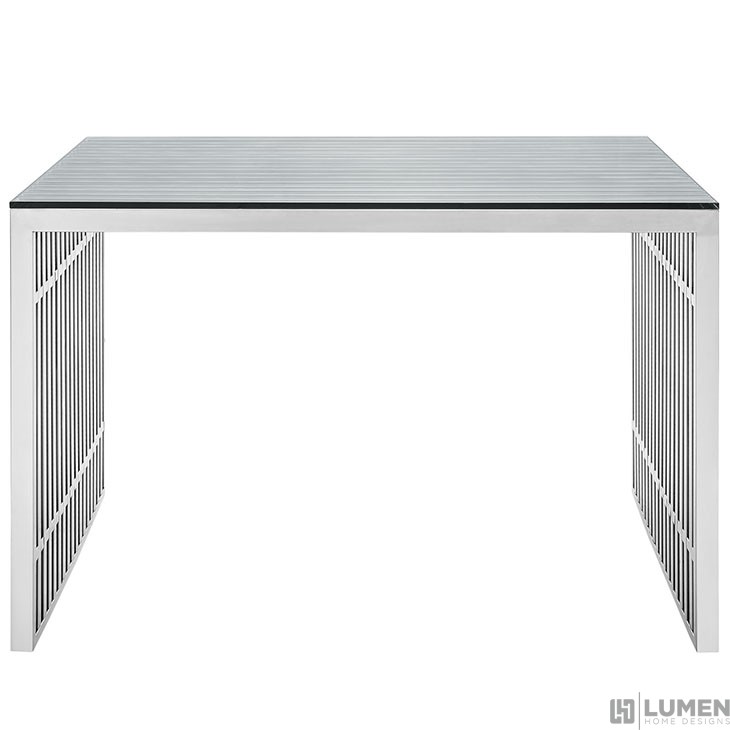 GRIDIRON STAINLESS STEEL OFFICE DESK IN SILVER