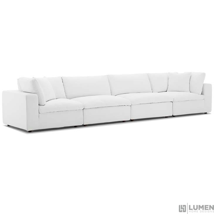 Commix Down Filled Overstuffed 4 Piece Sectional Sofa Set In White - Lumin White Linen 4 Piece Sectional Sofa Commix Down Filled Overstuffed 4 Piece Sectional Sofa Set In White - Lumin White Linen 4 Piece Sectional Sofa