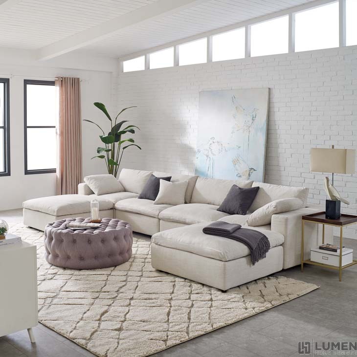 Commix down filled overstuffed 6 shop piece sectional sofa set beige