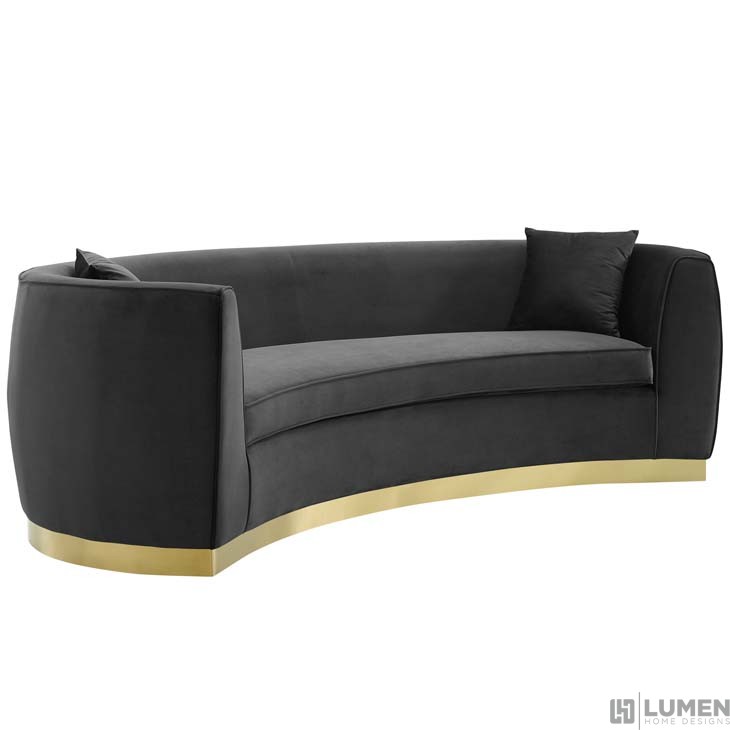 RESOLUTE CURVED PERFORMANCE VELVET SOFA IN BLACK