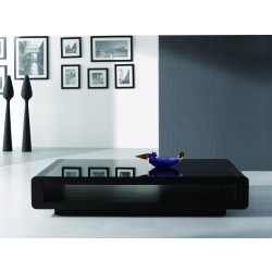 Oak Veneer Coffee Table with Glass Top