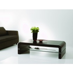 Oak Veneer Coffee Table with Glass Shelf
