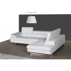 Retro Modern Tufted Right Hand Facing Leather Sectional