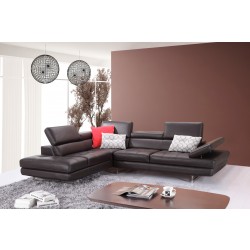 Retro Modern Tufted Leather Left Hand Facing  Sectional