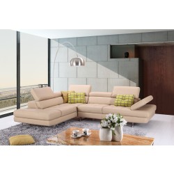 Retro Modern Tufted Leather Left Hand Facing Sectional