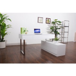 L Shaped Sleek Desk And Drawers Unit