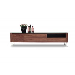 Walnut And Black Lacquer Top TV Stand