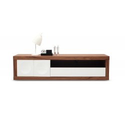Walnut Wood And White TV Stand