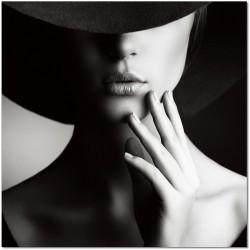 Hepburn Hat Woman B&W Wall Print