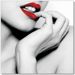 Red Lipstick Girl B&W Wall Print