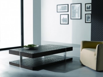 Zebrano Veneer Coffee Table with Brushed Metal