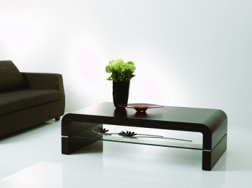 Oak Veneer Coffee Table with Glass Shelf