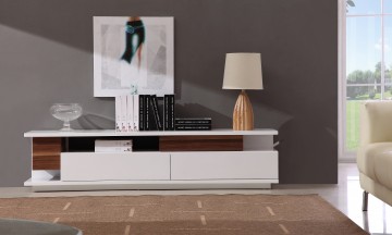 White And Wood Panel TV Stand