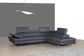 Retro Modern Tufted Right Hand Facing Leather Sectional