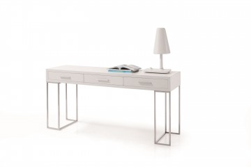 White Glossy Drawers Desk