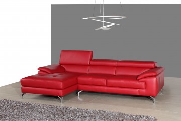 Luxe Tufted Leather Left Hand Facing Sectional