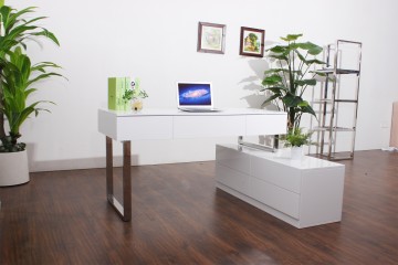 L Shaped Sleek Desk And Drawers Unit