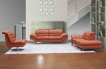 Modern Chrome And Leather Sofa