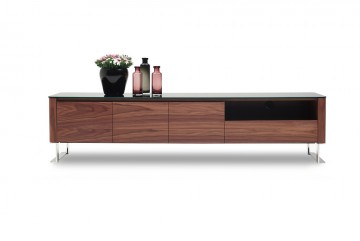 Walnut And Black Lacquer Top TV Stand