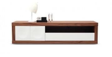 Walnut Wood And White TV Stand