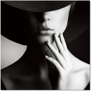 Hepburn Hat Woman B&W Wall Print