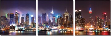 NYC Skyline Lights Wall Print Set