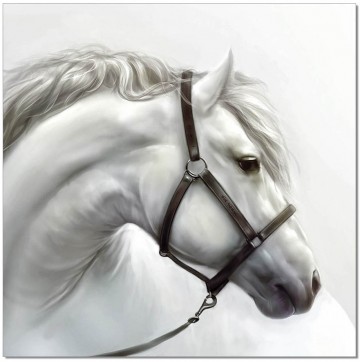 White Horse Illustration Wall Print