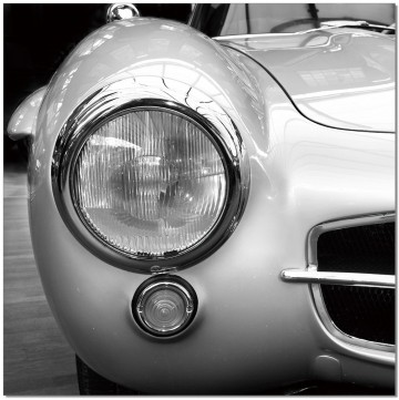 Retro Racing Car B&W Wall Print