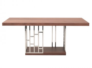 Architectural Chrome And Wood Dining Table