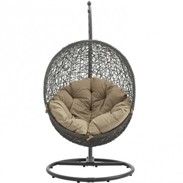 HIDE OUTDOOR PATIO SWING CHAIR WITH STAND IN GRAY MOCHA